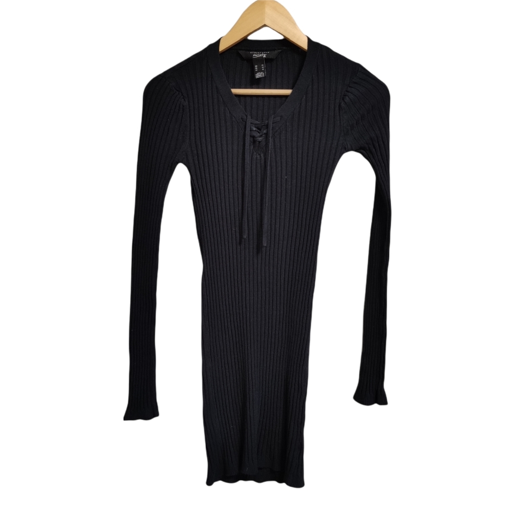 Streetwear Society Black Long Sleeve Ribbed Dress Size Medium
